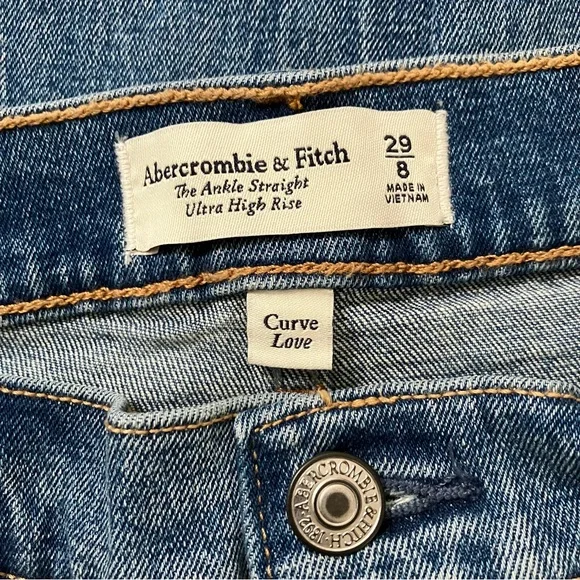NWT Abercrombie & Fitch The Ankle Straight Ultra High Rise Curve Love Jeans 29 8